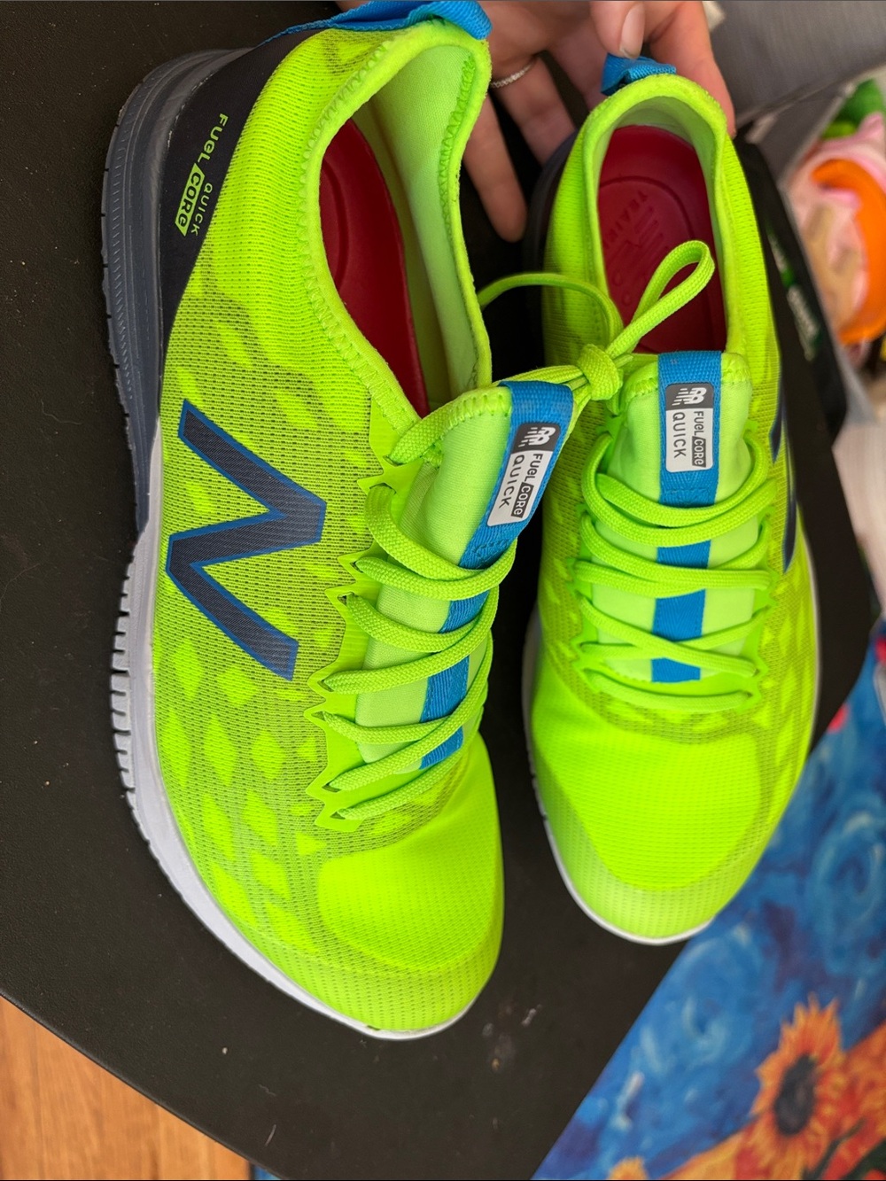 New Balance Neon Green Running Sneakers with Blue Accents- FuelCore Quick